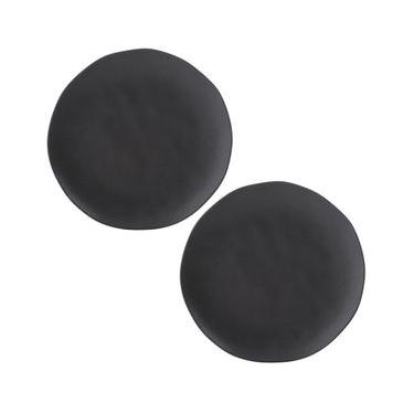 Imagem de Jogo 2 Pratos Rasos Cerâmica 26,5cm Orgânico Preto Matte Porto Brasil Mesa Posta Jantar Almoço