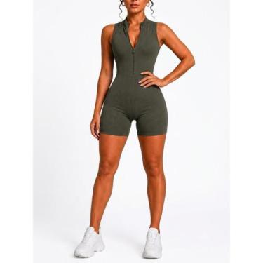 Imagem de Macaquinho Academia Feminino Canelado Fitness - Day Rosê, Verde, P