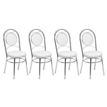 Imagem de Conjunto 4 Cadeiras para Cozinha Debrum Yescasa Cromado/Branco - TRE P