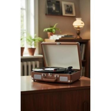 Imagem de Vitrola Toca Discos Bluetooth 10W Bivolt Marrom Clássico - Congratulat