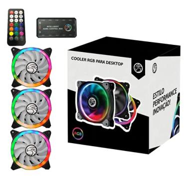 Imagem de Kit 3x Cooler Fan Duplo Led Argb 12cm 12mm Gabinete Rgb Pc