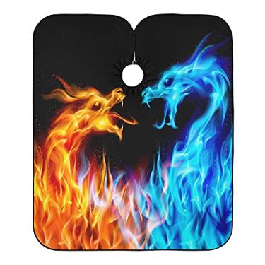 Imagem de Abstract Fiery Dragon Beard Avental apanhador de barba para barbear e aparar, alças ajustáveis para pescoço com 2 ventosas, presente de cuidados ou presente masculino 139,7 x 165,1 cm