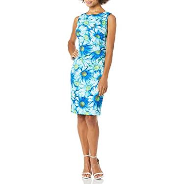 Imagem de Calvin Klein Vestido feminino sem mangas Scuba Starburst, Azul multi, 3