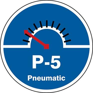 Imagem de Accuform TDK705XVM Adesivo Dura-Vinyl"P-5 Pneumatic" Etiqueta de identificação em forma de fonte de energia, 6,35 cm L x 6,35 cm C, preto/vermelho/branco em azul (pacote com 5)