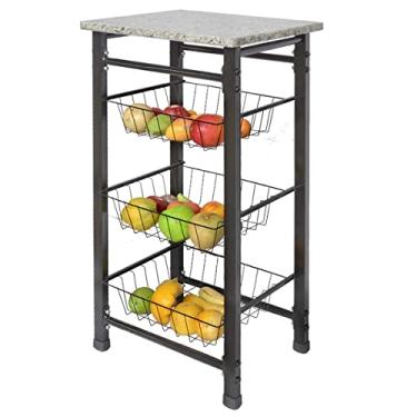 Imagem de Fruteira Genova Tampo de Granito 3 Cestos Removíveis Preta
