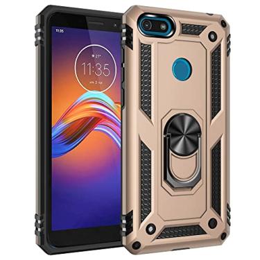 Imagem de Capas de telefone Para Motorola Moto E6 Play Case Celular com caixa de suporte magnético, proteção à prova de choque pesada para Motorola Moto E6 Play Capa protetora da capa (Color : Gold)