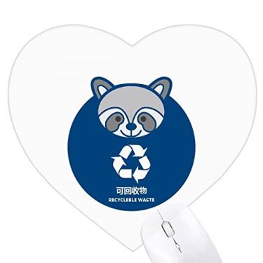 Imagem de Mousepad de coração reciclável com classificação de resíduos de guaxinim tapete de borracha para escritório