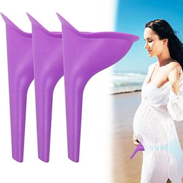 Imagem de 3 peças de dispositivo de urina fêmea, urinário feminino de silicone reutilizável, funil de xixi, portátil para mulheres, permite que as mulheres façam xixi em pé, funil para meninas