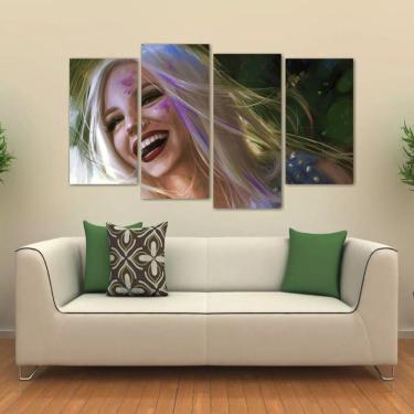 Imagem de Quadro Decorativo Mulher Artístico Sala Em Tecido 4 Peças 1