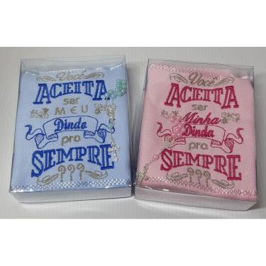 Imagem de Toalha de Lavabo Bordada Convite Padrinho Madrinha Batizado Consagração