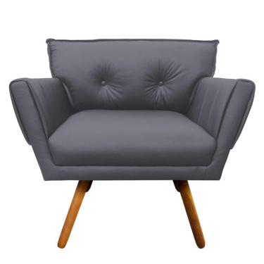 Imagem de Poltrona Anitta Corino Grafite Castanho