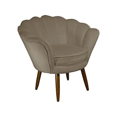 Imagem de Poltrona Decorativa Pétala Pés Palito Suede Capuccino - DS Estofados