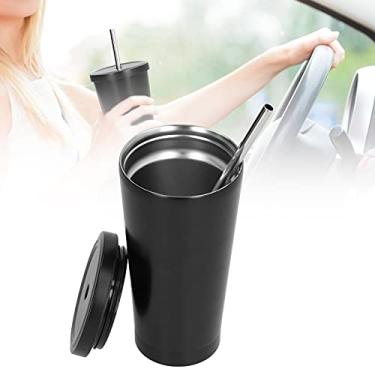 Imagem de Pokerty9 Copo de café isolado, copo isolado selado a vácuo para viagens de família para escritório ou viagem de negócios (preto)
