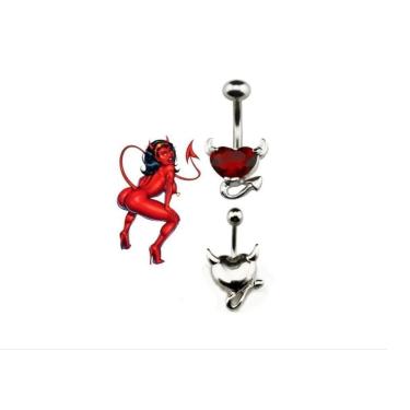 Imagem de Piercing Umbigo Tentação Coração Vermelho Sexy Estilo