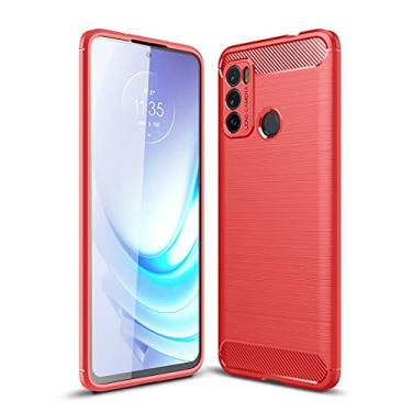 Imagem de YUNCHAO Caixa de telefone Para Motorola Moto G60, textura escovada estojo TPU de fibra de carbono capa para celular