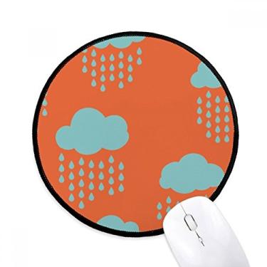 Imagem de Cloud Rain Drip Orange Pattern Mouse Pad Desktop Office Tapete redondo para computador