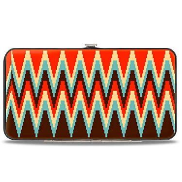 Imagem de Buckle-Down Carteira Dobradiça - Zig Zag Jagged Brown/Aqua/Cream/Vermelho