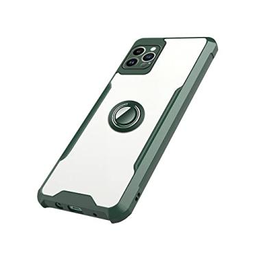 Imagem de Capa de proteção resistente à prova de choque de acrílico transparente para iPhone 14 Pro Max Stand Ring Case para iPhone 14, verde escuro, para iPhone 14 Pro