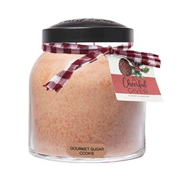 Imagem de A Cheerful Giver - Vela gourmet Sugar Cookie Papa perfumada de vidro (1000 ml) com tampa e fragrância fiel à vida feita nos EUA
