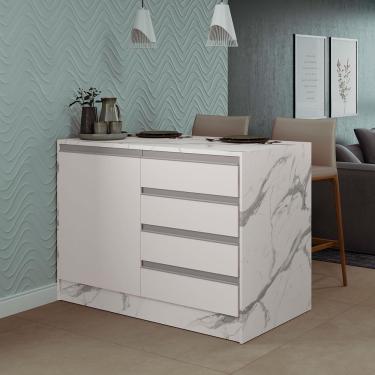 Imagem de Bancada Bartira Gourmet com 1 Porta, 4 Gavetas e 1 Prateleira - 126cm de largura