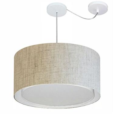 Imagem de Lustre Pendente Cilíndrico com Desvio de Centro Cúpula Tecido 30/55x50 cm, Vivare Iluminação, Pendente4316 RST, Rustico Bege, Médio