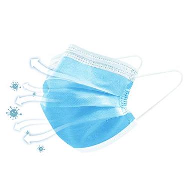 Imagem de Máscara facial descartável de camada tripla com laço elástico para orelha, máscara respirável antiquedas (pacote com 50)