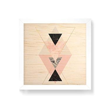 Imagem de Arte Maníacos Quadro decorativo com moldura caixa branca em Madeira - Geométrico Triângulos Ampulheta - 30x30cm
