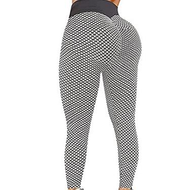 Imagem de Calça legging feminina de cintura alta XWU, para Tik Tok, treino, corrida, levanta o bumbum, texturizada, franzida