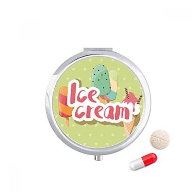 Imagem de Caixa de comprimidos com estampa de sorvete de picolé verde, dispensador de remédios