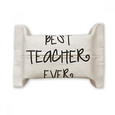 Imagem de Best Teacher Ever Words Citações Capa de papel para lenços faciais Bolsa de linho de algodão