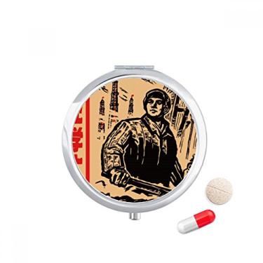 Imagem de Hammer Tower Lamp China Worker Pill Case Pocket Medicine Storage Box Dispenser Recipiente