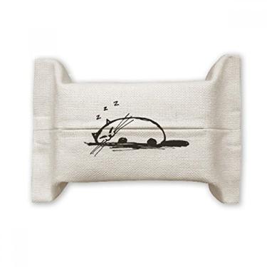 Imagem de Curly Heavy Cat Smile Line Suporte de capa de papel para lenços faciais Saco de linho de algodão