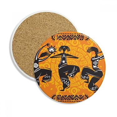 Imagem de Dance People Mexico Totems Caneca porta-copos de flauta mexicana Pedra absorvente de proteção de mesa