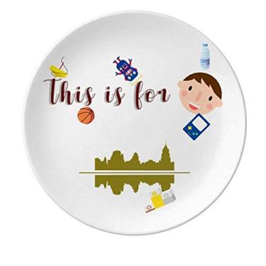 Imagem de Symbolic Reflections Pagodes Urban Landscape Architecture Porcelain Plate Dinner Round Dish Boy Man