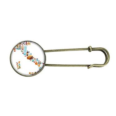 Imagem de Mapa da bandeira nacional da Itália com clipe de broche de metal retrô