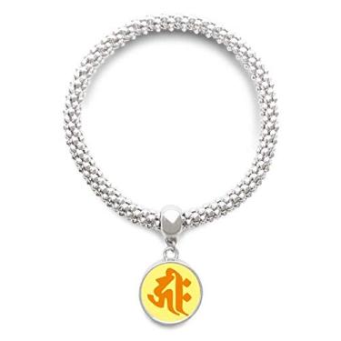 Imagem de DIYthinker Pulseira de prata com pingente de prata em sânscrito Hrih com padrão redondo e corrente ajustável