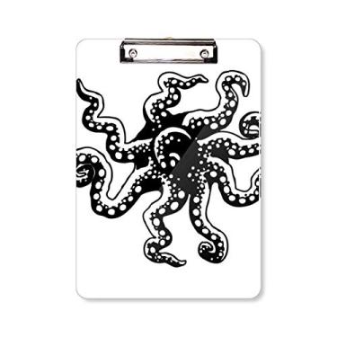 Imagem de Marine Life Polvo Ilustração Preta Prancheta Pasta Bloco de Escrita Placa de Apoio A4