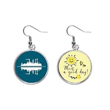 Imagem de Brincos Symbolic Reflections de paisagem urbana e fábricas arquitetônicas gota de sol joia moderna