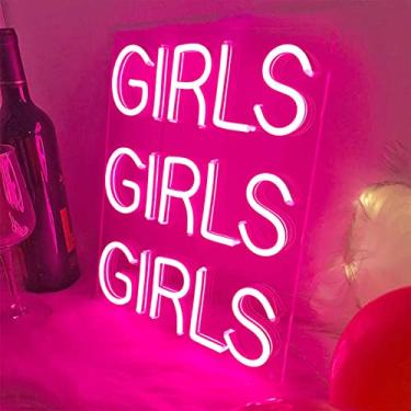Imagem de Meninas NEON SIGN USB LEVA DE NEON LED colorida para o ambiente, 13 × 10,6in/33 × 27cm