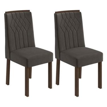 Imagem de Conjunto 2 Cadeiras Exclusive Imbuia/Veludo Marrom - Móveis Lopas
