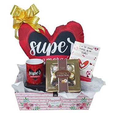 Imagem de Kit de presente para namorada Almofada caneca Para dia dos Namorados Cesta com Caixa de Chocolate Ferrero Rocher Collection