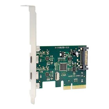 Imagem de PCB + metal 2 portas PCI-E 4X Express para USB 3.1 Tipo C HUB PCI Express adaptador de placa de expansão 5Gbps para Windows 11, 10, 8.x, 7, Vista, XP Desktop PCs