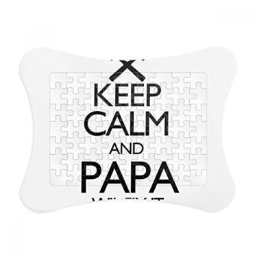 Imagem de Moldura de quebra-cabeça Keep Calm and Papa Wil Fix It com citação "Keep Calm and Papa Wil Fix It"
