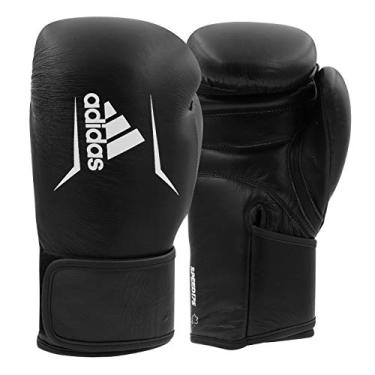 Imagem de Luvas Adidas Speed 175 De Couro Genuíno Para Boxe E Kickboxing, Preto/Branco, Black/White, 14 Oz