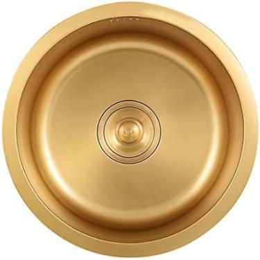 Imagem de Pias Minibar Pia Pia Dourada Profundidade Da Pia Feito À Mão 19cm Aço Inoxidável 304 Redondo, Pode Ser Instalado Sobre Ou Sob O Balcão Acessórios,Ouro,40 * 40 * 19cm,Hilarious123