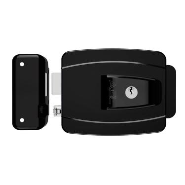 Imagem de Fechadura AL100R 42mm com botão e chave 12V preta AGL