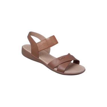 Imagem de Sandália Feminina Dijean Calce Fácil Elástico Básica Caramelo