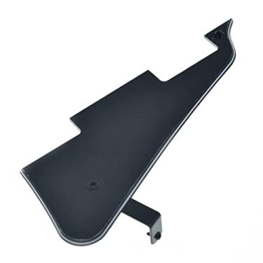 Imagem de KAISH Pickguard preto de 3 camadas LP para guitarra com suporte de aço inoxidável preto e parafusos de montagem de aço para Gibson Les Paul