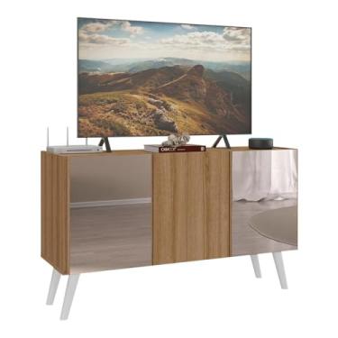 Imagem de Rack Tv até 32 Polegadas 3 Portas Retrô com Espelhos Multimóveis Mp1078 Rustic/branco