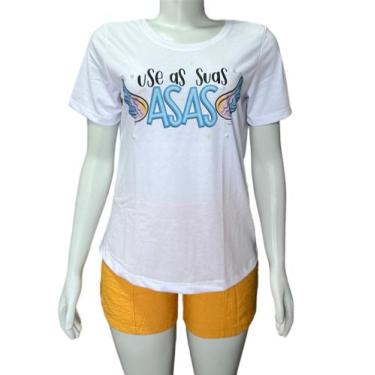 Imagem de Camiseta T-Shirt Feminina Branca Estampa Use Suas Asas - Ninhas